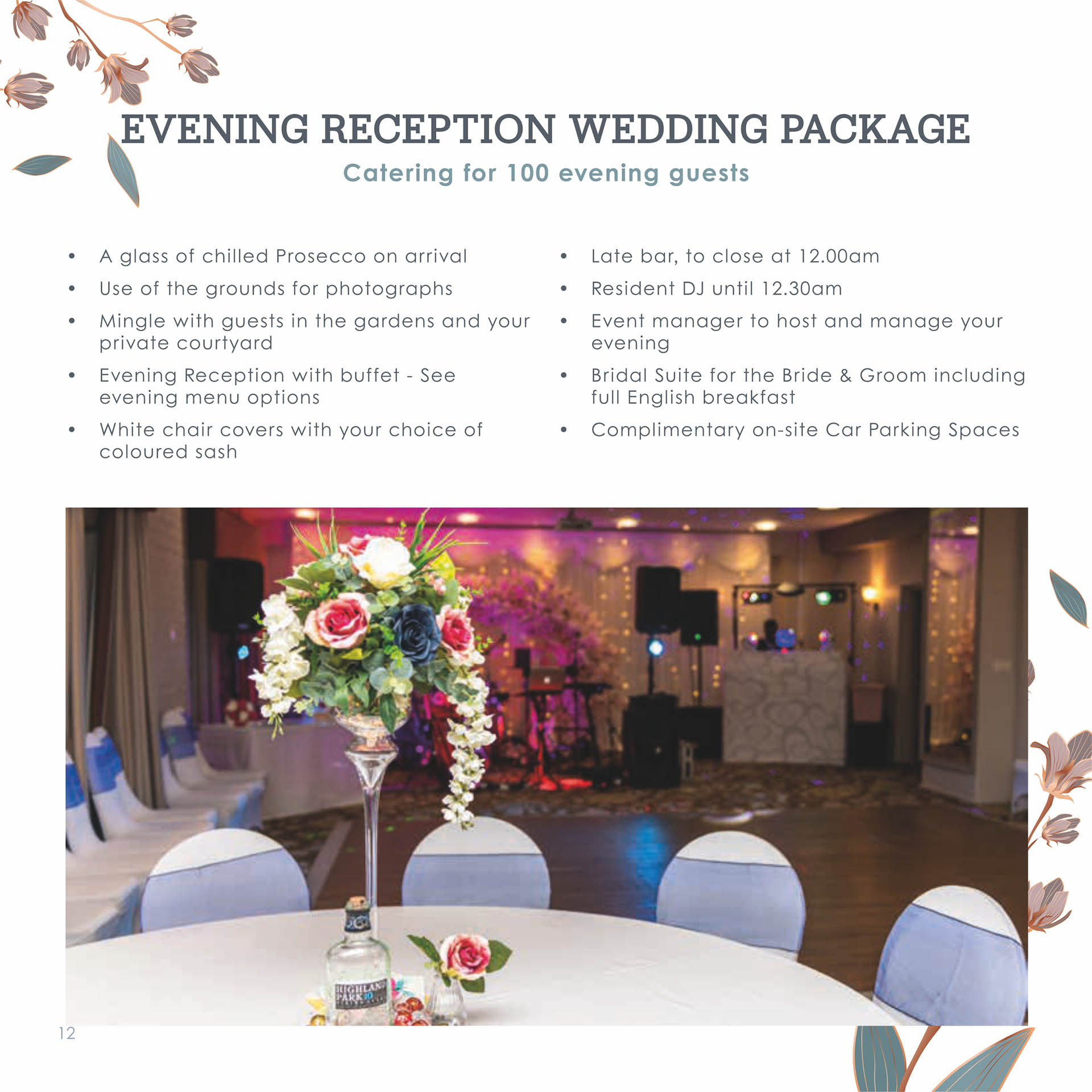 Charlecote Pheasant Hotel Stratford Upon Avon Wedding Evening Reception Package