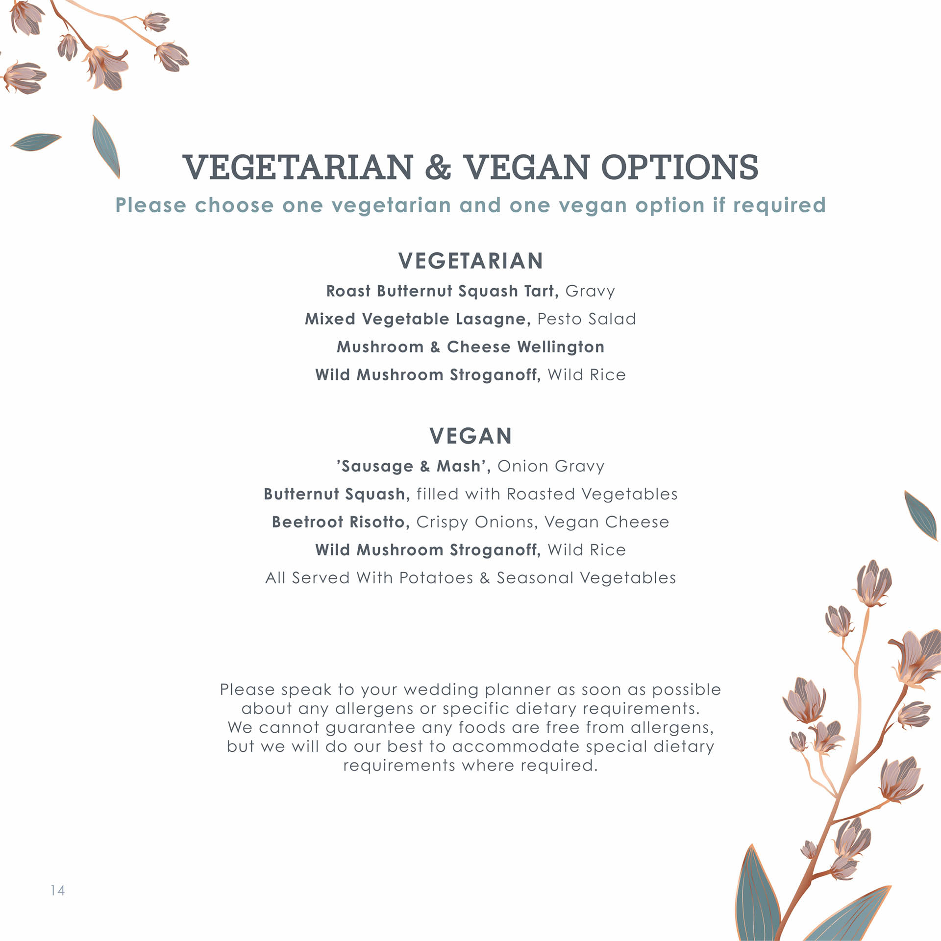 Charlecote Pheasant Hotel Stratford Upon Avon Wedding Evening Reception Vegan options