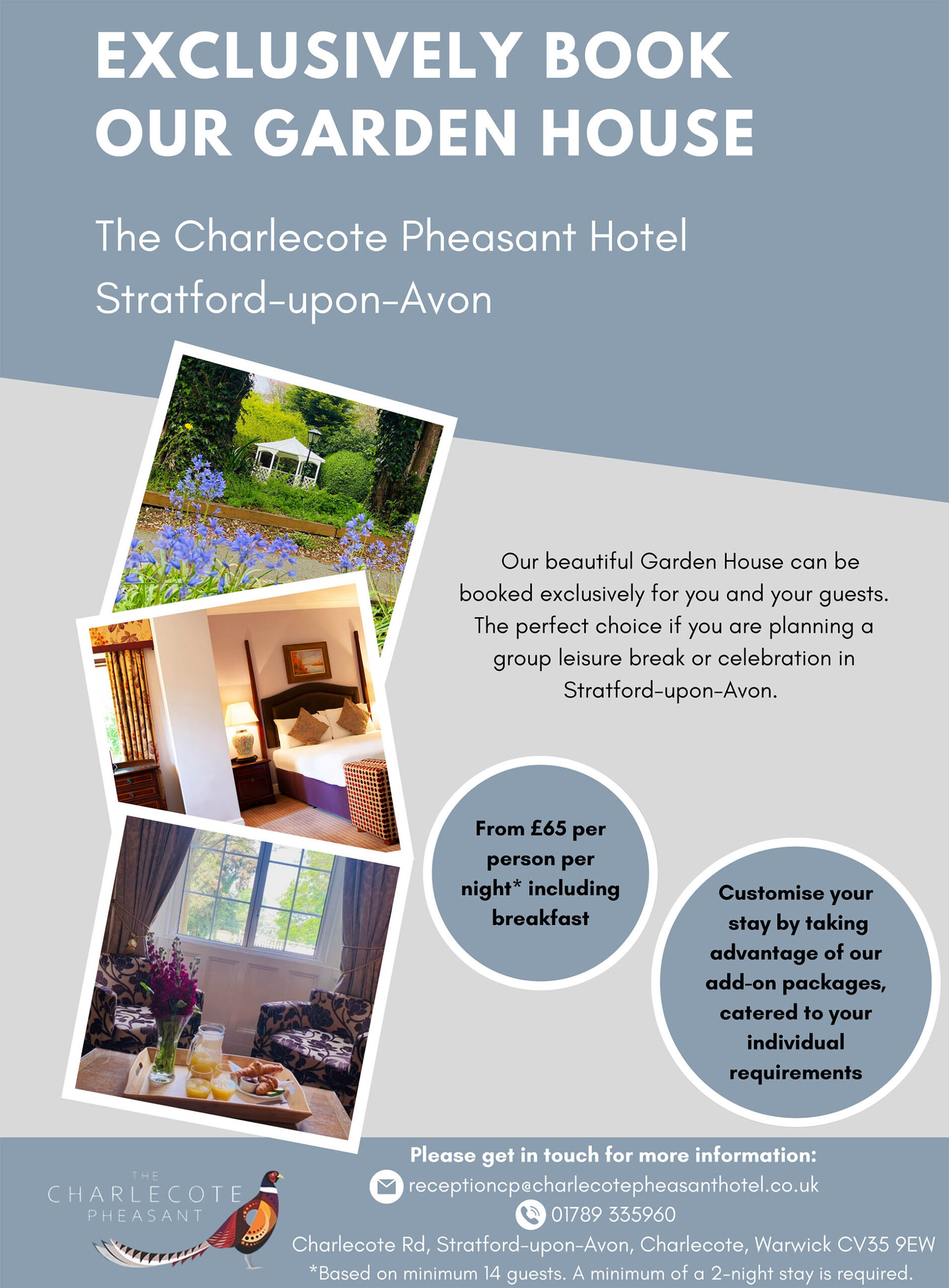Garden House offer from the Charlecote Pheasant Hotel Stratford-Upon-Avon